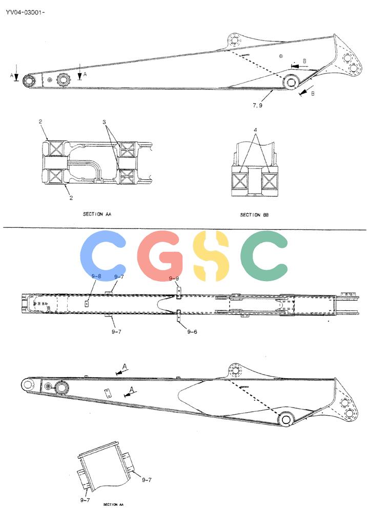 神钢零件查询(BREAKER) - ATTACHMENT (N&B) - SK115SR & SK135SR - ASN YV04, YY04, YH04-03001 (9/04-) (02-030) - ARM, LONG 2.7M (EXTRA, NIBBLER & BREAKER) Kobelco