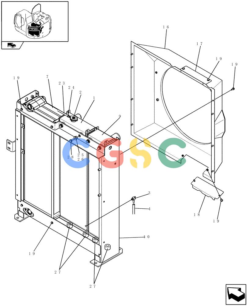 纽荷兰零件查询(E235BSR) - CRAWLER EXCAVATOR (5/07-) (0.003[04]) - RADIATOR - COMPONENTS New Holland Constructuion