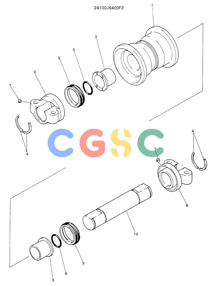 神钢零件查询(K907LC) - MARK II EXCAVATOR BTW YQU0001 - YQU0400 (1/87-12/03) (06-003) - ROLLER ASSY, 24100J6400F2 Kobelco