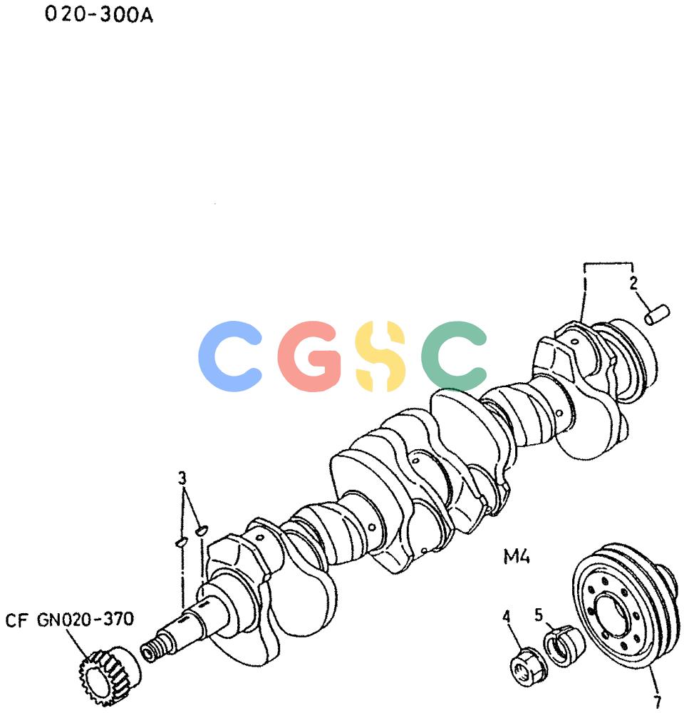 神钢零件查询(K907LC) - MARK II EXCAVATOR BTW YQU0001 - YQU0400 (1/87-12/03) (12-011) - CRANKSHAFT & PULLEY Kobelco