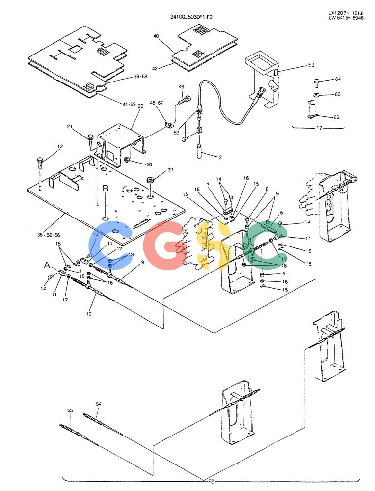 神钢零件查询(K904DL) - EXCAVATOR ASN LX1201 (1/84-12/03) (03-014[02]) - CONTROL ASSY (FOR EXPORT) P/N 24100J5030F1,F2 Kobelco