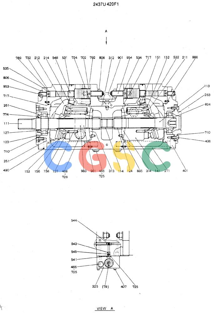 神钢零件查询(MD240C) - EXCAVATOR ASN LLU00601 (1/80-12/06) (14-005) - PUMP ASSY (PN 2437U420F1) Kobelco