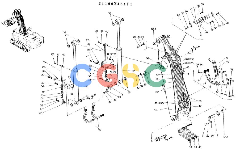 神钢零件查询(K935) - EXCAVATOR BTW L70106 - L70166, LU0067 (1/76-12/03) (09-001) - BOOM ASSY, P/N 24100X454F1 Kobelco