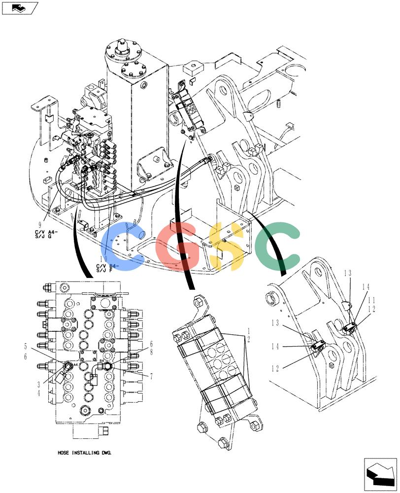 纽荷兰零件查询(E70BSR) - COMPACT CRAWLER EXCAVATOR ASN YT06-18001 (01-021[03]) - HYDRAULIC LINES, UPPER (NIBBLER & BREAKER + DOZER) New Holland Constructuion