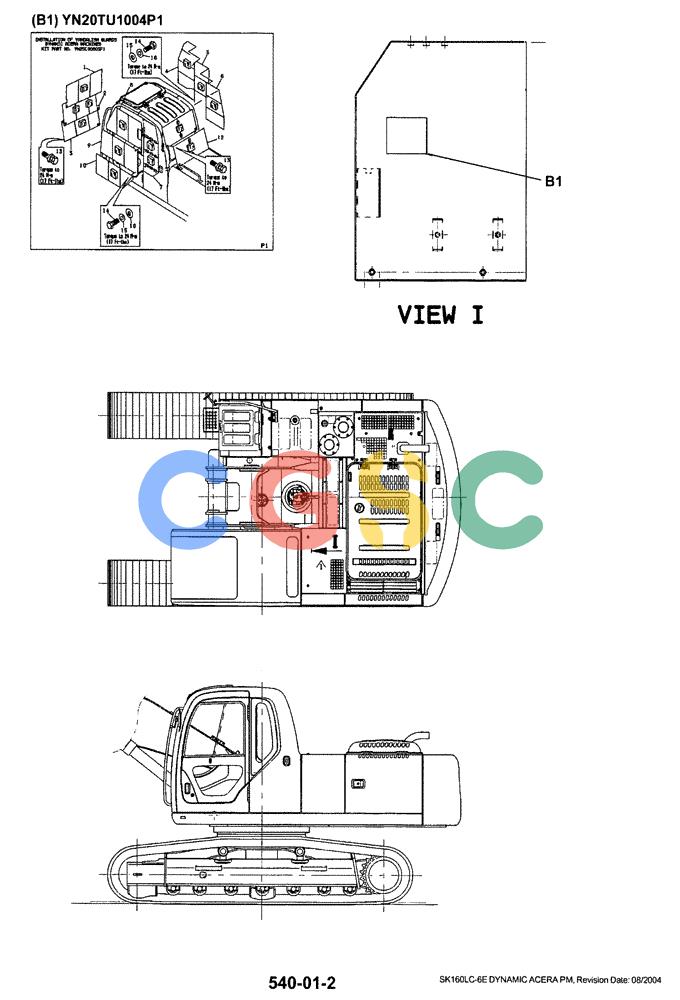 神钢零件查询(SK160LC-6E) - DYNAMIC ACERA EXCAVATOR 08/2004 ASN YM03U0523 (8/04-12/07) (05-004[02]) - GUARD ASSY, CAB Kobelco