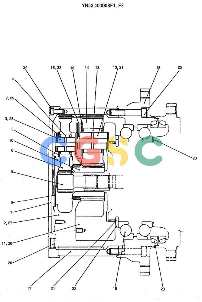 神钢零件查询(ED150) - BLADE RUNNER EXCAVATOR/DOZER ASN YH02-01384 (4/02-12/03) (04-006) - REDUCTION ASSY (PROPELLING) Kobelco