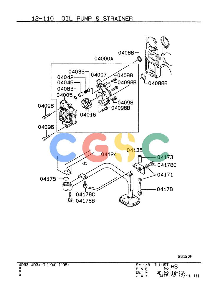 神钢零件查询(ED190LC-6E) - BLADE RUNNER EXCAVATOR/DOZER BTW YL03U0136 - YL03U0292 (1/05-12/06) (12-110) - OIL PUMP AND STRAINER Kobelco