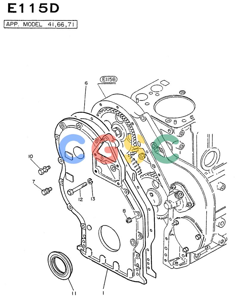 神钢零件查询(NE6(T)04) - NISSAN DIESEL ENGINE (1/86-12/98) (02-003[01]) - COVER FRONT Kobelco