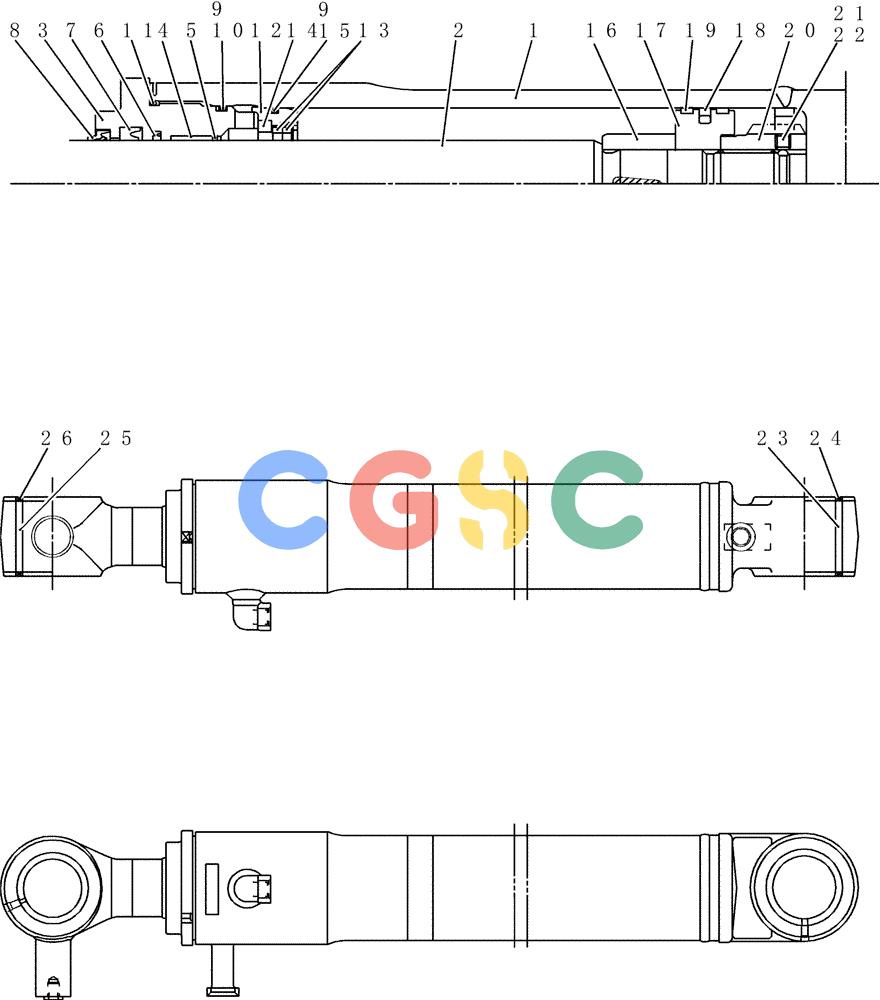 纽荷兰零件查询(E80BMSR) - CRAWLER EXCAVATOR ASN LF05-04001 - (N8TA18060) (HC600[1]) - CYLINDER ASSY, BOOM New Holland Constructuion