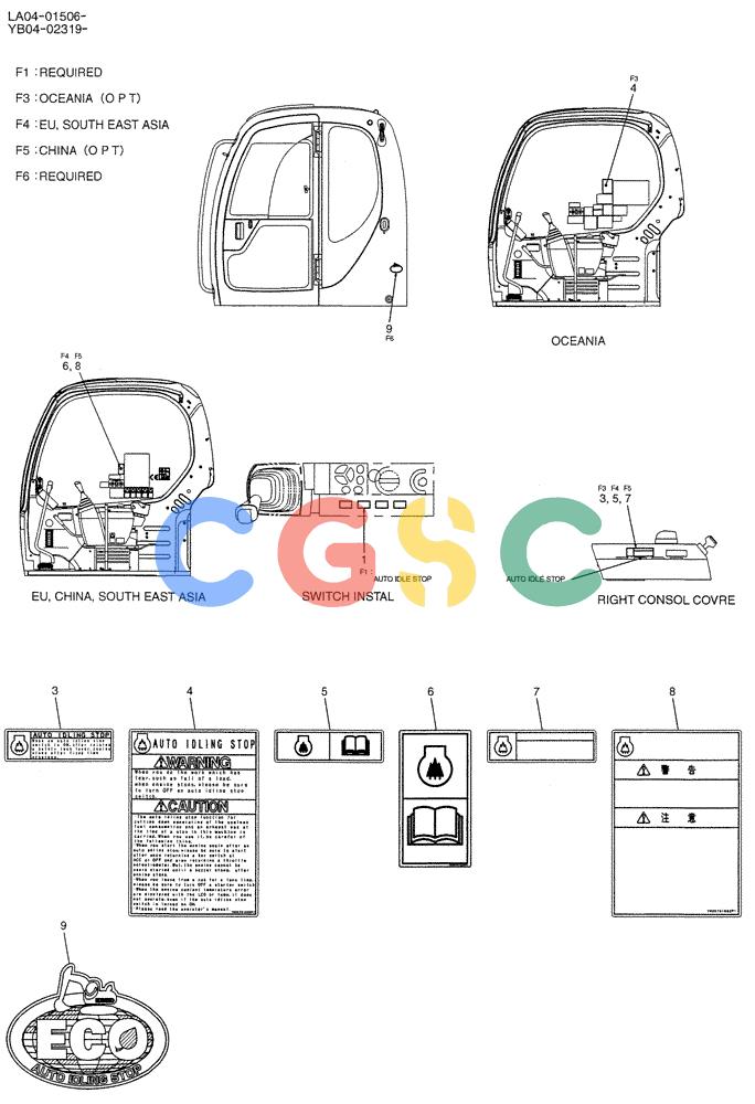 纽荷兰零件查询(E200SRLC) - CRAWLER EXCAVATOR BTW LA04-01506 - LA04-01625 (06-003) - NAME PLATE INSTAL (CAB) New Holland Constructuion