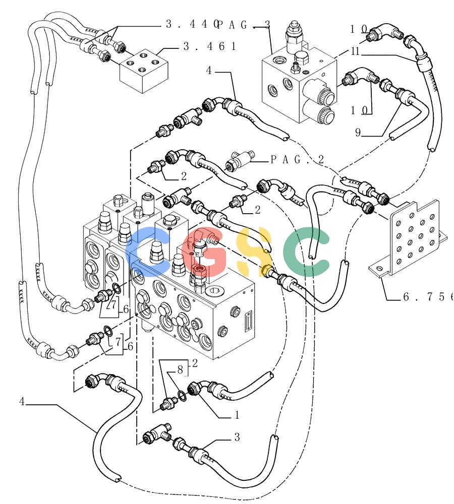 纽荷兰零件查询(DC150.B) - CRAWLER DOZER TIER 2 (3/03-) (3.434[06]) - HYDRAULIC SYSTEM PIPING New Holland Constructuion