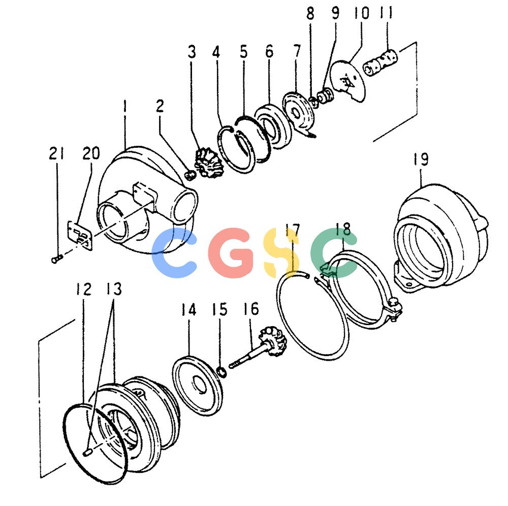 神钢零件查询(6DR5) - MITSUBISHI DIESEL ENGINE (1/06-12/06) (01-020) - TURBO-CHARGER (INNER PARTS) Kobelco