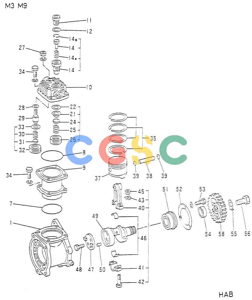神钢零件查询(6D16-T) - MITSUBISHI DIESEL ENGINE - K907 & MD180LC (1/87-12/06) (01-047) - AIR COMPRESSOR (INNER PARTS) Kobelco