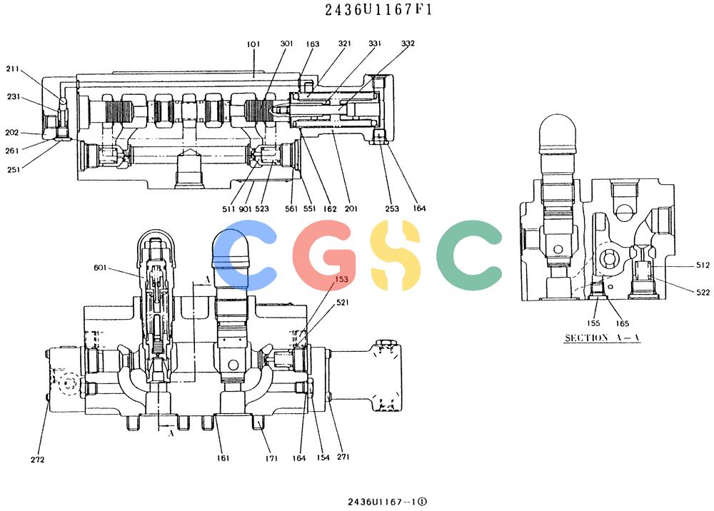 神钢零件查询(K907LC) - MARK II EXCAVATOR BTW YQ0101 - YQ0564 (1/87-12/03) (11-011) - VALVE ASSY, CONTROL (SWING) Kobelco