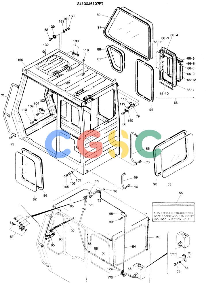 神钢零件查询(K904EL) - EXCAVATOR ASN LX1401 (1/86-12/03) (02-005[01]) - CAB ASSY, P/N 24100J6107F7 Kobelco