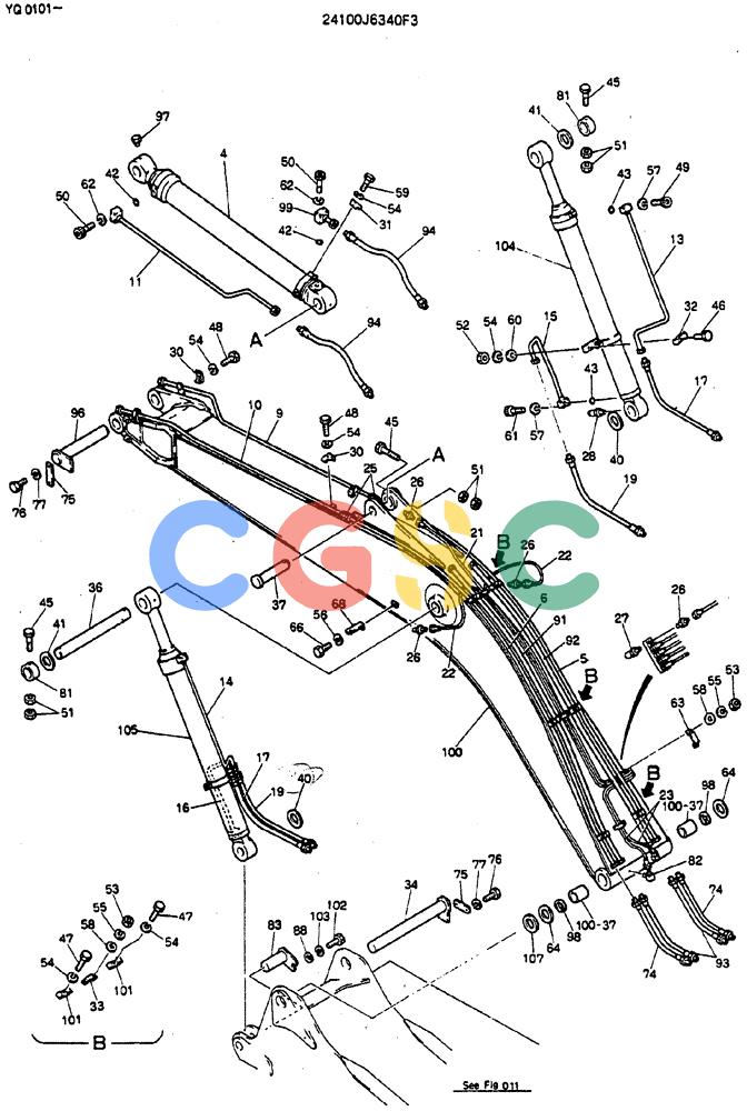 神钢零件查询(MD200BLC) - EXCAVATOR BTW YQ0101 - YQ0564 (1/80-12/06) (07-001) - BOOM ASSY, 5.6M (18FT-4IN) Kobelco