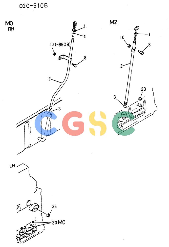 神钢零件查询(MD200C) - EXCAVATOR BTW YQU0701 - YQU2000 (1/80-12/06) (17-028) - OIL FILLER & OIL LEVEL GAUGE 020-510B Kobelco