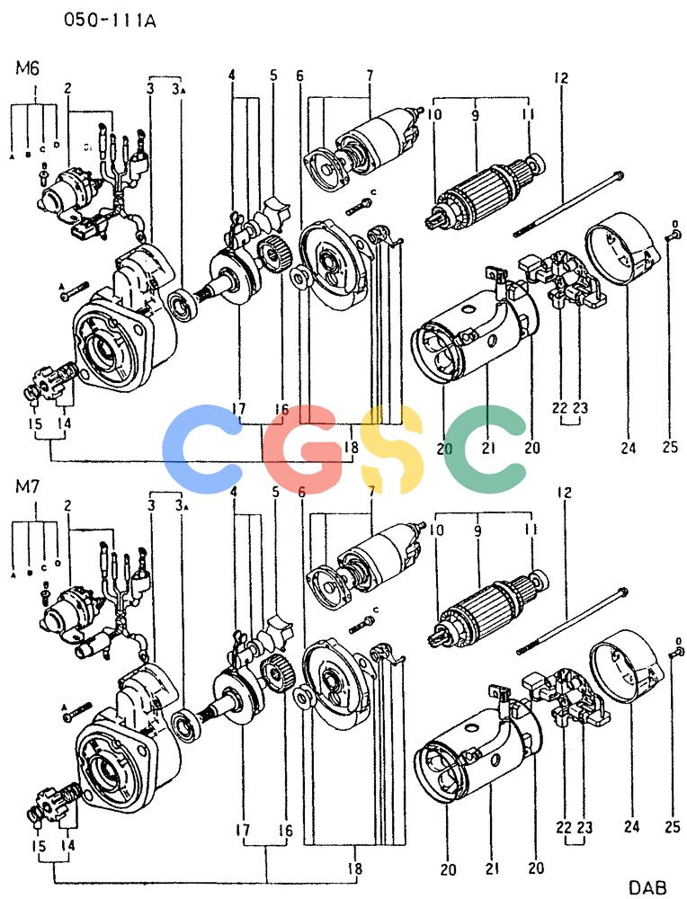 神钢零件查询(K907LC) - MARK II EXCAVATOR BTW YQ0101 - YQ0564 (1/87-12/03) (15-004) - STARTER (INNER PARTS), P/N ME087590 Kobelco