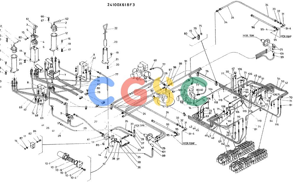 神钢零件查询(K935) - EXCAVATOR BTW L70106 - L70166, LU0067 (1/76-12/03) (03-002) - CONTROL ASSY, P/N 24100X618F3 Kobelco