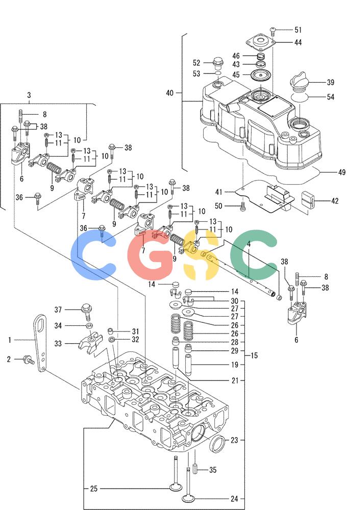 纽荷兰零件查询(E35SR) - COMPACT CRAWLER EXCAVATOR ASN PX13-15001 (N6TN61732) (NA) (1/06-) (08-004) - CYLINDER HEAD & BONNET New Holland Constructuion