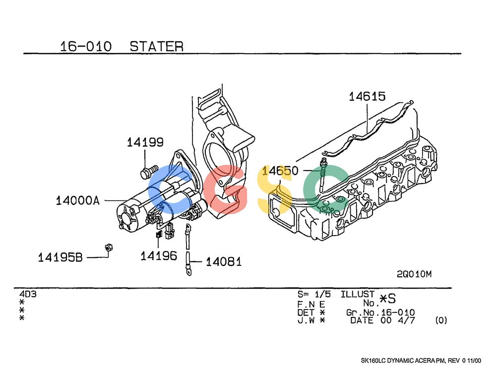 神钢零件查询(SK160LC) - DYNAMIC ACERA EXCAVATOR 11/2000 ASN YM02U0101 (11/00-12/02) (09-030[01]) - STARTER Kobelco