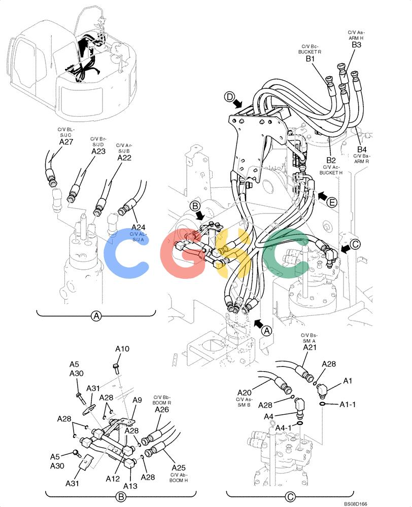 神钢零件查询(ED150) - BLADE RUNNER ACERA SR EXCAVATOR DOZER (TIER 3 ) ASN YL06-01201 (5/08-12/12) (02-18-01[01]) - HYDRAULIC LINES, UPPER (YY03H00101F1 & YY03H00100F1), FIGURE 1 OF 2 Kobelco