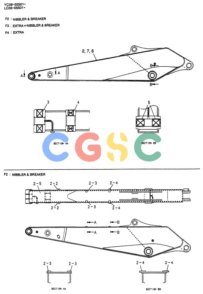 神钢零件查询(BREAKER) - NIBBLER/BREAKER ATTACHMENT - SK330, SK330LC DYNAMIC ACERA EXCAVATOR (9/04-) (02-009[01]) - ARM ASSY 3.3M (10FT 10IN) Kobelco