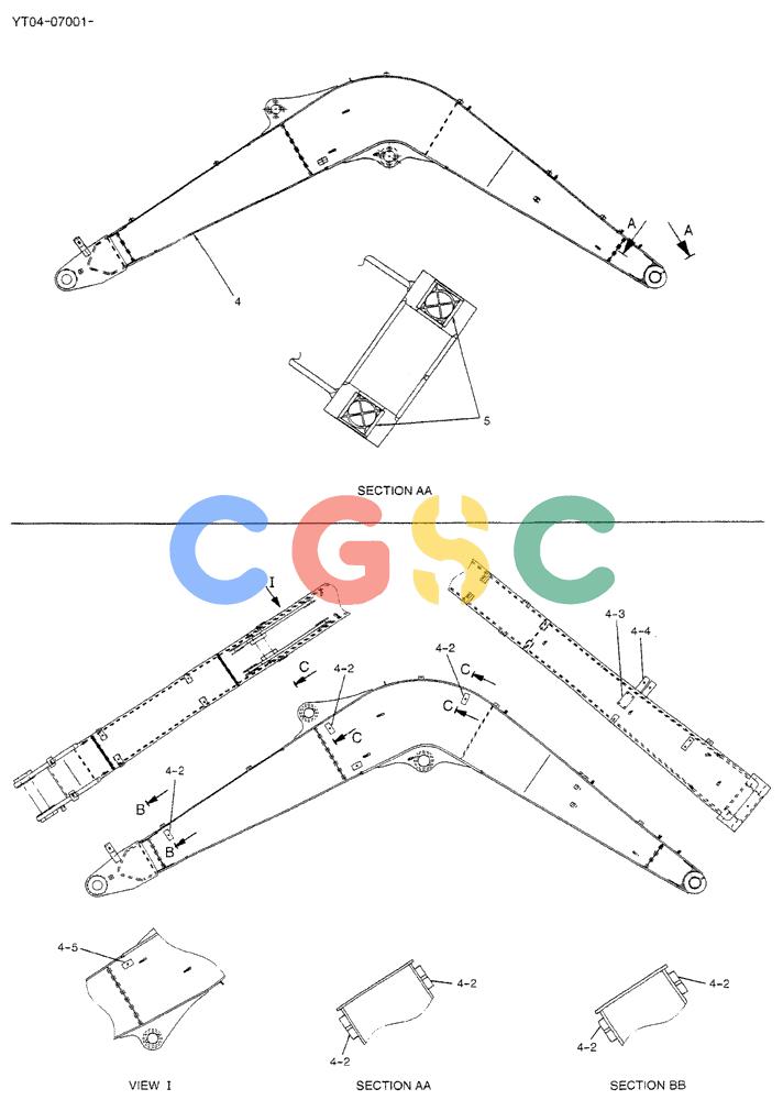 神钢零件查询(BREAKER) - NIBBLER/BREAKER ATTACHMENT - SK70SR-1E/SK70SR-1ES ASN YT04-07001 (9/04-) (02-002) - BOOM, HOE 3.72M (NIBBLER & BREAKER) Kobelco