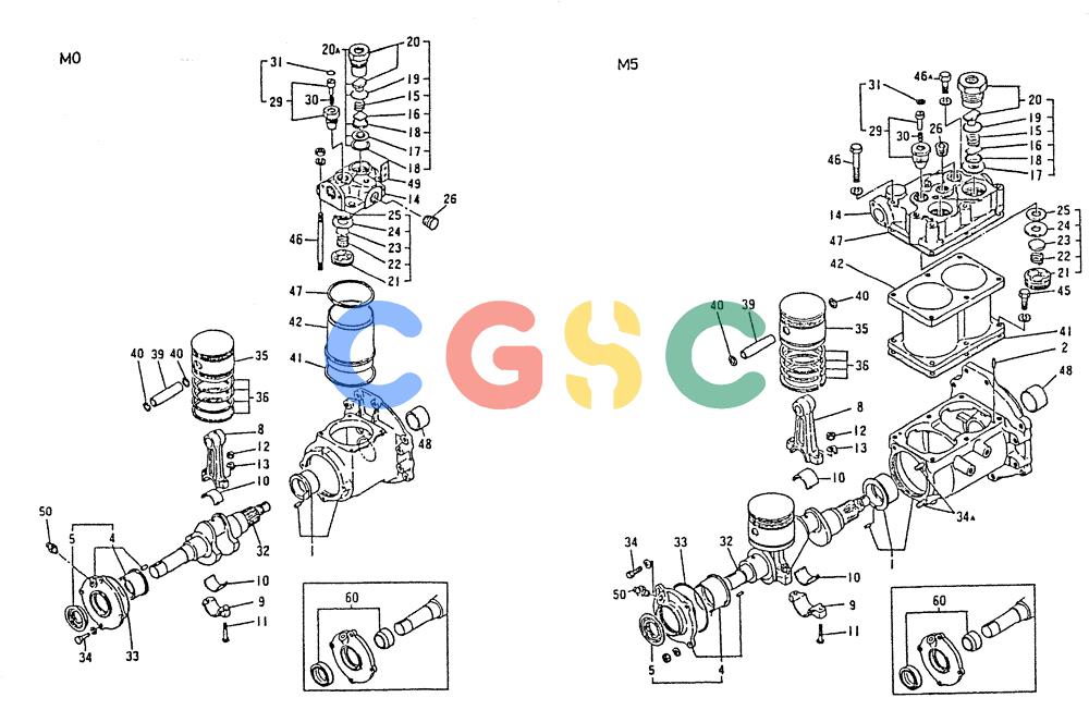神钢零件查询(6D22-TC) - MITSUBISHI DIESEL ENGINE - K912, K912LC, & K916 (1/83-12/06) (01-036) - AIR COMPRESSOR (INNER PARTS) Kobelco