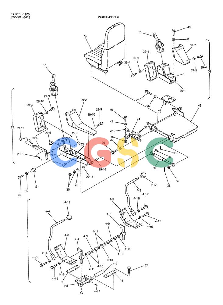 神钢零件查询(K904DL) - EXCAVATOR ASN LX1201 (1/84-12/03) (03-013[01]) - CONTROL ASSY (FOR EXPORT) P/N 24100J4963F4 Kobelco