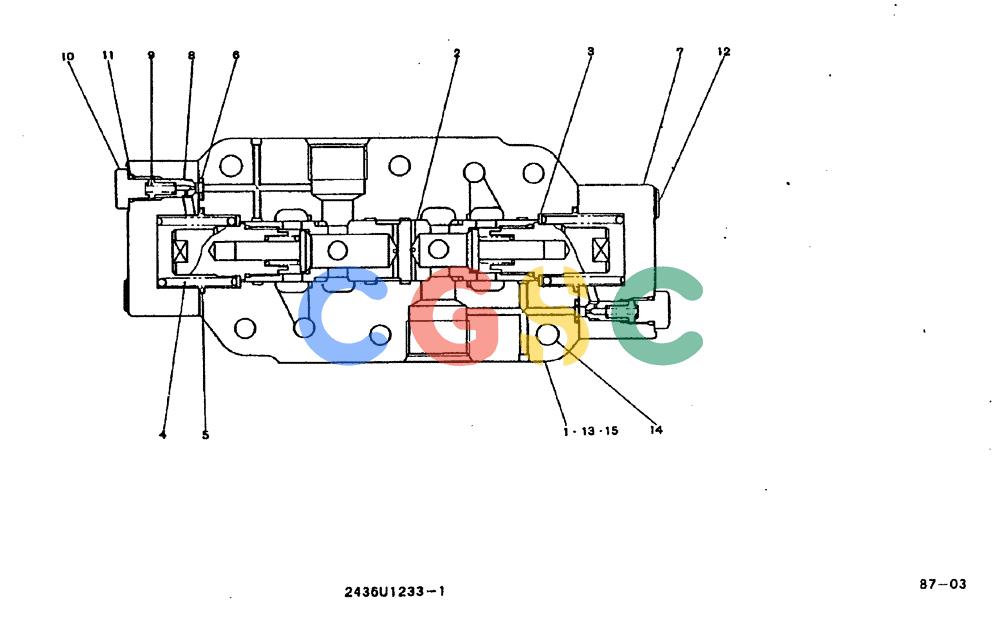 神钢零件查询(MD200BLC) - EXCAVATOR BTW YQ0101 - YQ0564 (1/80-12/06) (11-011) - VALVE ASSY, BRAKE- 2436U1233 F1 Kobelco
