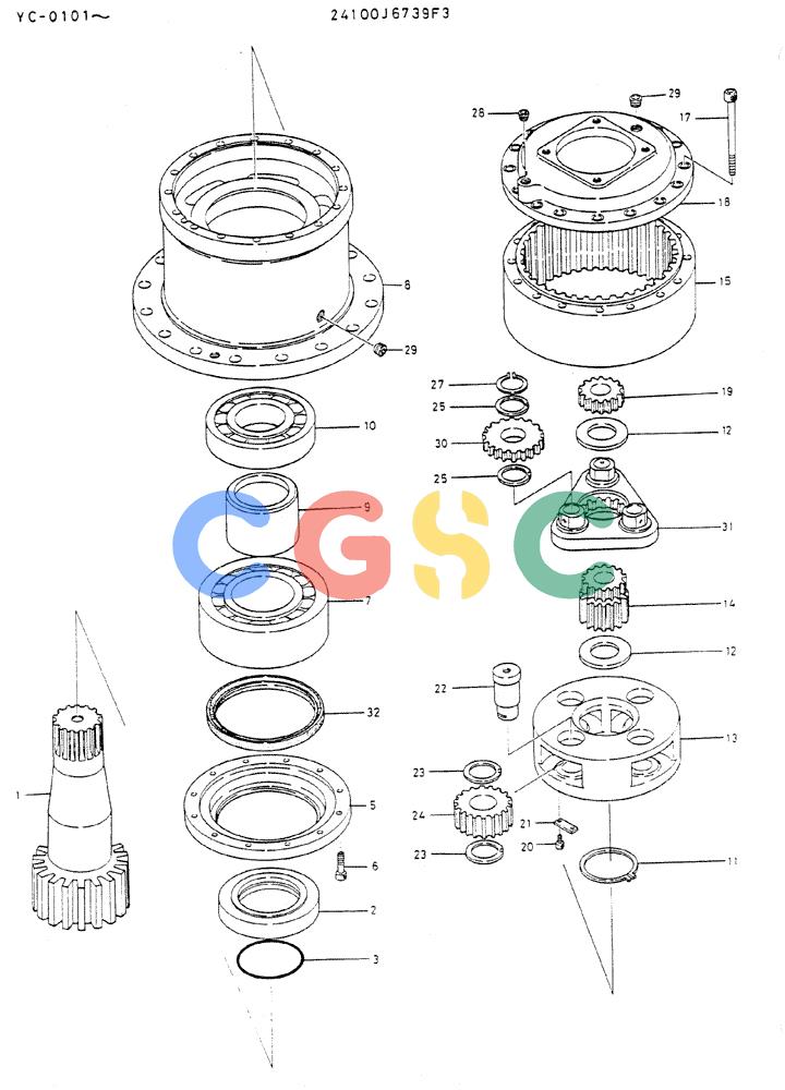 神钢零件查询(MD300LC) - EXCAVATOR BTW YC0101 - YC0300 (1/80-12/06) (01-003) - REDUCTION UNIT Kobelco