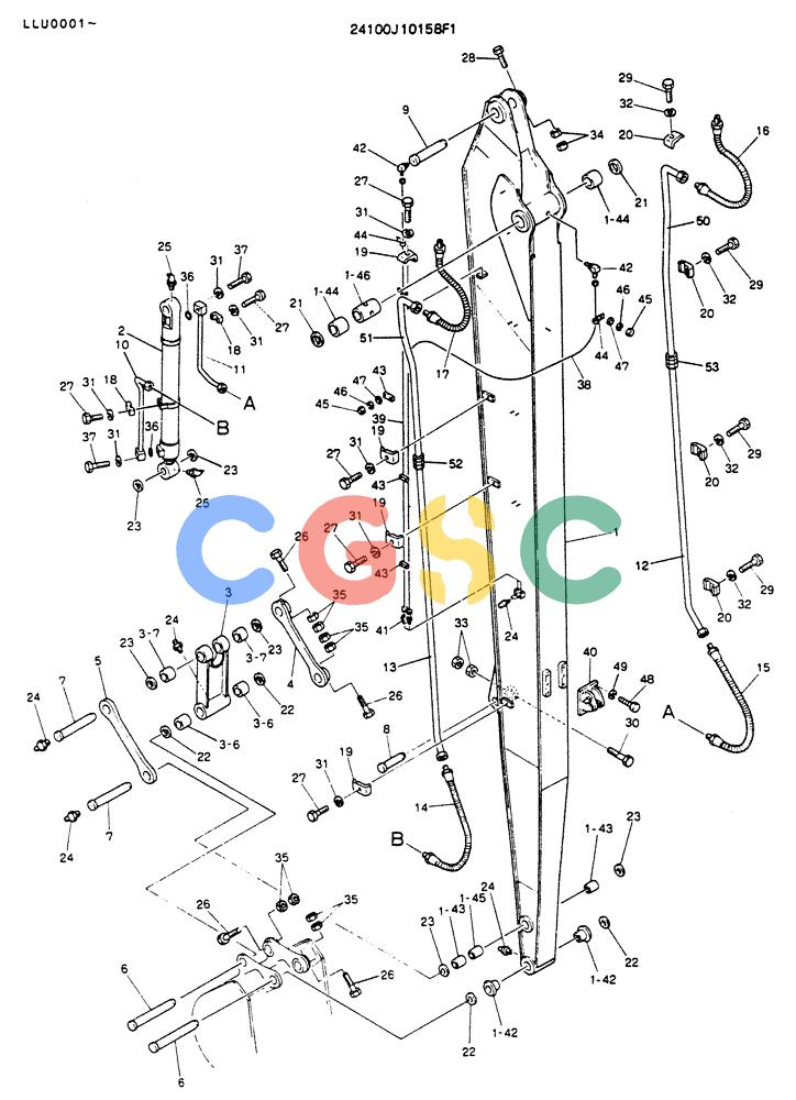 神钢零件查询(K909LC) - MARK II EXCAVATOR ASN LLU-0001 (1/87-12/03) (09-005) - ARM ASSY, 8.4M Kobelco