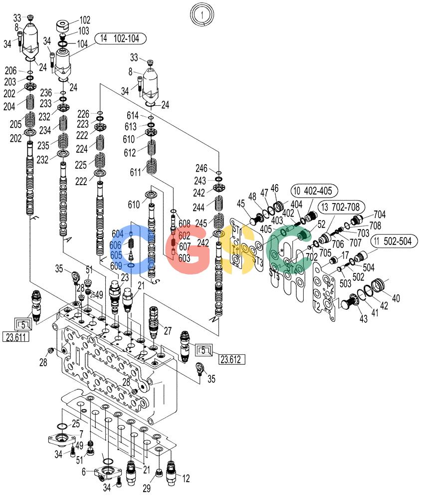 纽荷兰零件查询(EC215) - CRAWLER EXCAVATOR (11/99-) (23.612[001]) - CONTROL BLOCK (S/N 721501-UP) New Holland Constructuion