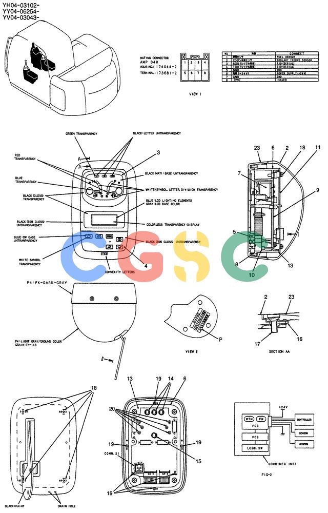 纽荷兰零件查询(E135SR) - CRAWLER EXCAVATOR ASN YY04-06254 (01-052) - GAUGE ASSY, CLUSTER New Holland Constructuion