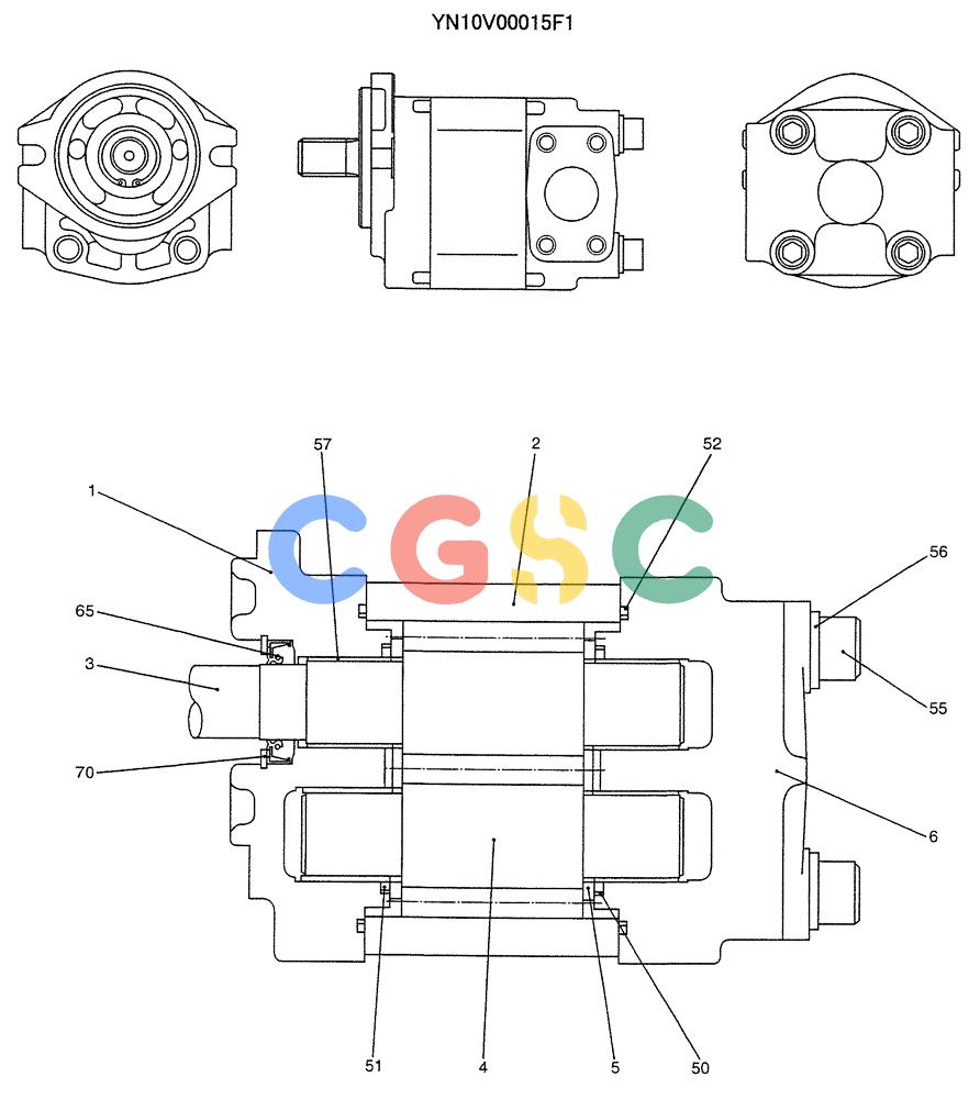 纽荷兰零件查询(E235SRLC) - CRAWLER EXCAVATOR BTW YU04-00837 - YU04-01417 (07-021) - PUMP ASSY, GEAR (DOZER, EXTRA & BREAKER) New Holland Constructuion
