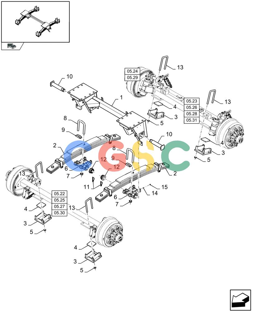 凯斯零件查询(LB333P) - BIG RECTANGULAR BALER 'PACKER CUTTER' (9/08-12/12) (05.21[01]) - LARGE STEERED TANDEM AXLE, SUSPENSION Case Agriculture