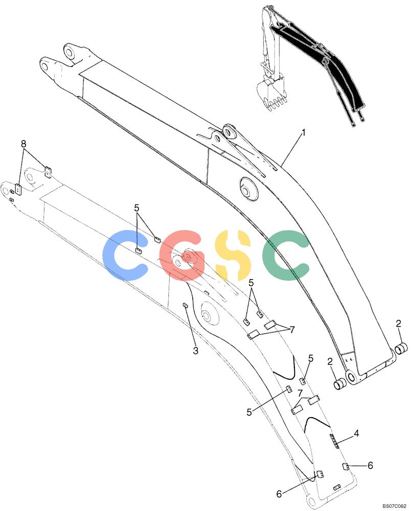 纽荷兰零件查询(E175B) - CRAWLER EXCAVATOR TIER 3 (NA) - N7DA16301 - (5/07-) (04-02[00]) - BOOM ASSY (YM02BU0004F1) New Holland Constructuion
