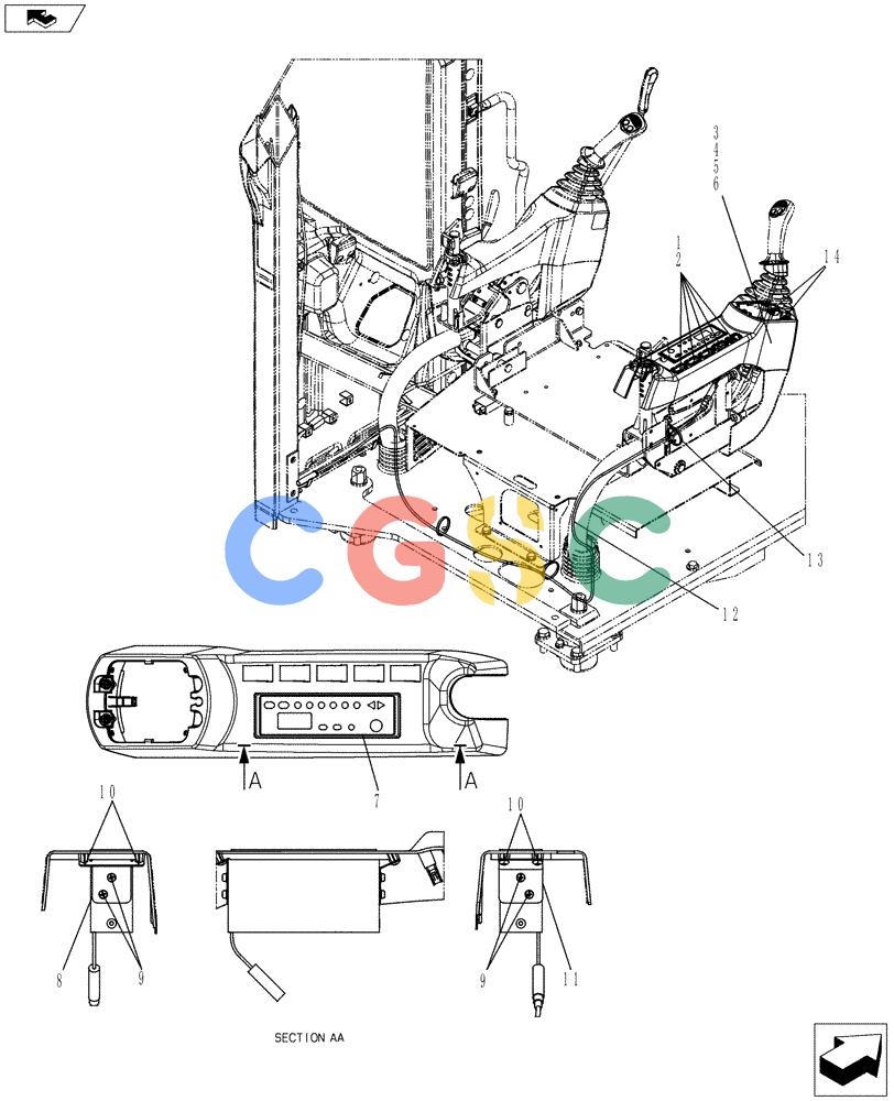 纽荷兰零件查询(E70BSR) - COMPACT CRAWLER EXCAVATOR ASN YT06-18001 (01-050[05]) - CONTROLS, OPERATORS New Holland Constructuion
