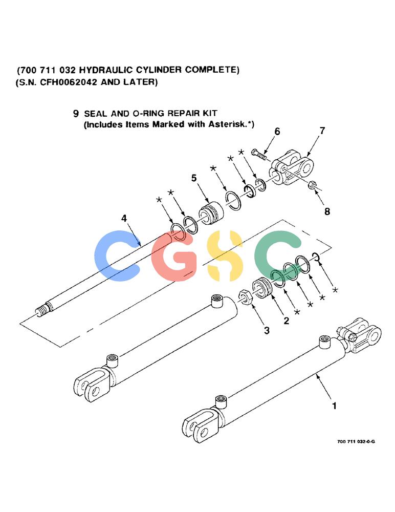 凯斯零件查询(8530) - CASE IH RECTANGULAR BALER (1/88-12/99) (9-52) - BALE THROWER HYD CYLINDER ASSY, (700711032 HYDRAULIC CYLINDER COMPLETE) (S.N. CFH0062042 & LATER) Case Agriculture
