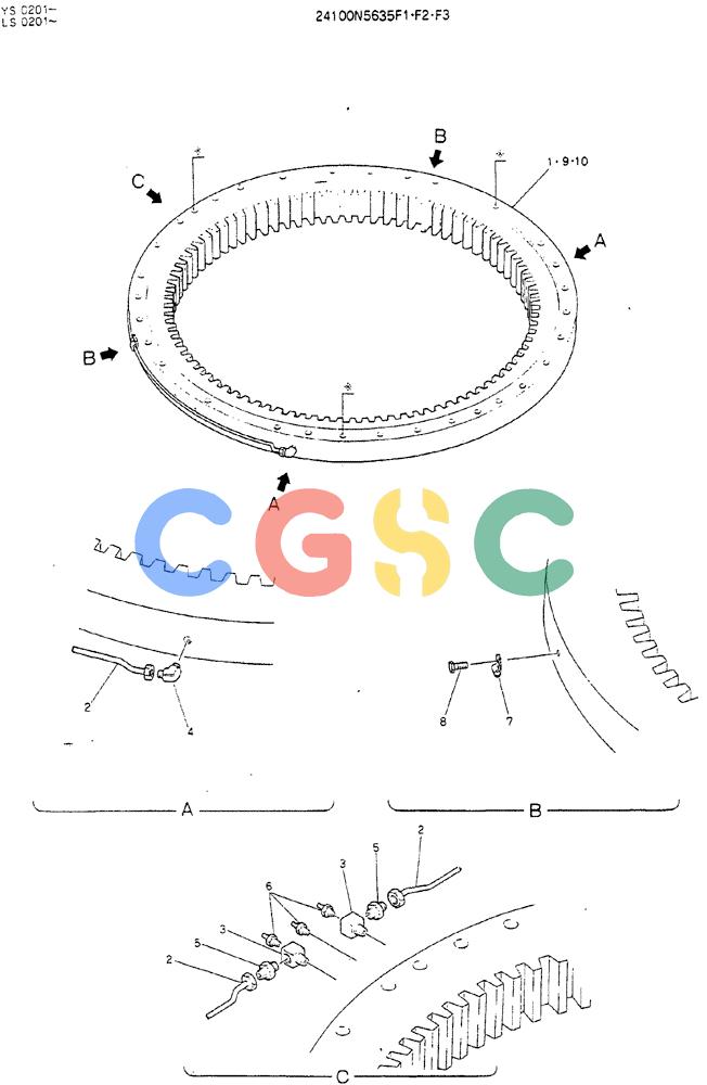 神钢零件查询(MD450BLC) - EXCAVATOR BTW TS0201 - TS0394 (1/80-12/06) (06-007) - RING, SLEWING Kobelco