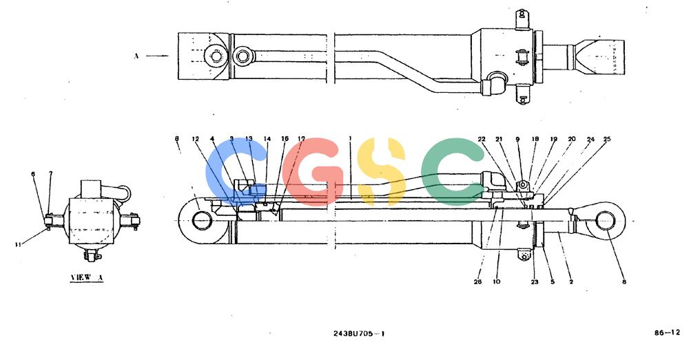 神钢零件查询(MD200BLC) - EXCAVATOR BTW YQ0101 - YQ0564 (1/80-12/06) (11-019) - CYLINDER ASSY- 2438U705 F1 Kobelco