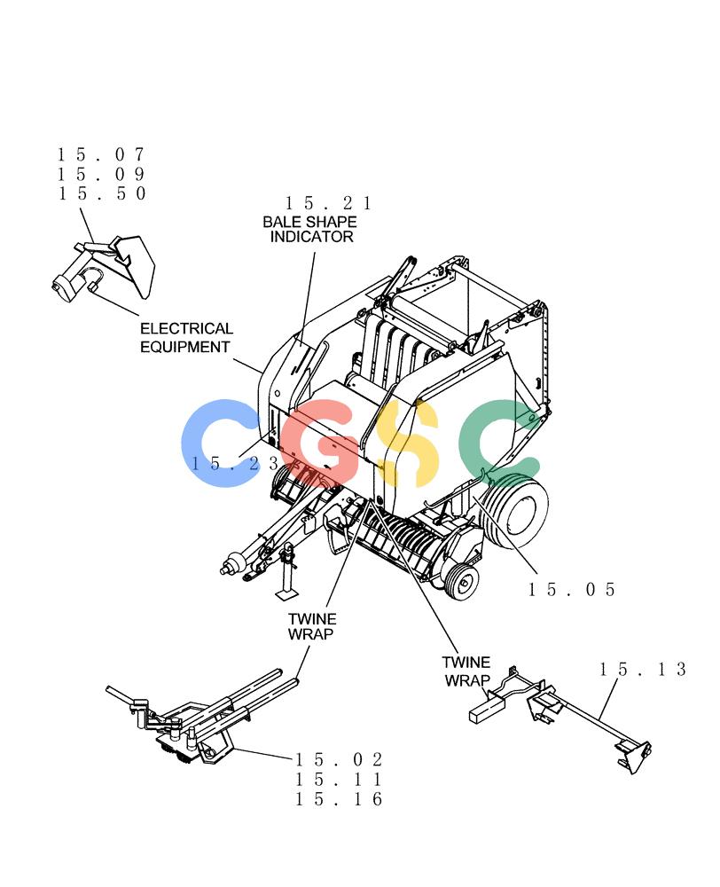 凯斯零件查询(RBX552) - CASE IH ROUND BALER (2/03-7/05) (SECTION 15[RBX552]) - PICTORIAL INDEX, BALE WRAPPER Case Agriculture