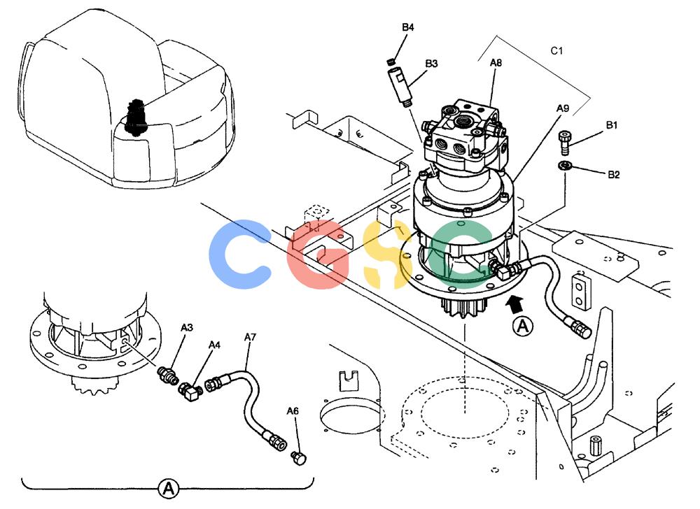 纽荷兰零件查询(EH80) - MIDI CRAWLER EXCAVATOR ASN LF04-02000 (N4TA18001 thru N4TA18010, ASN N5TA18011 -) (NA) (1/ (022) - MOTOR INSTALLATION, SWING New Holland Constructuion