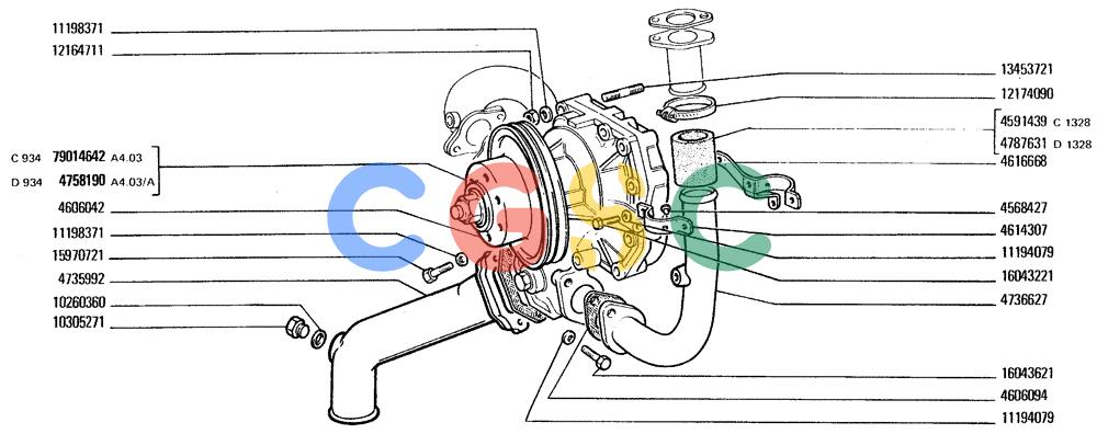 纽荷兰零件查询(FD20) - CRAWLER DOZER (A4.02[001]) - WATER PUMP AND LINES New Holland Constructuion