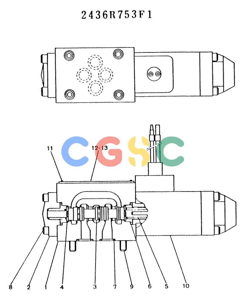 神钢零件查询(K909LC) - MARK II EXCAVATOR ASN LLU-0001 (1/87-12/03) (11-006) - VALVE ASSY, SOLENOID, 2436R753 Kobelco