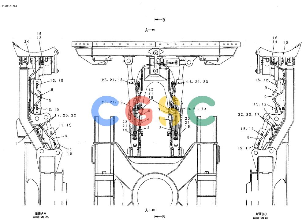 神钢零件查询(ED150) - BLADE RUNNER EXCAVATOR/DOZER ASN YH02-01384 (4/02-12/03) (02-020) - HYD LINES, LOW Kobelco