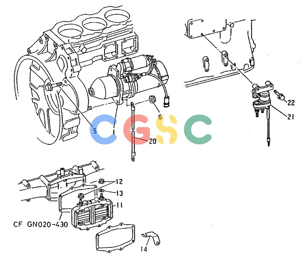 神钢零件查询(6D16-T) - MITSUBISHI DIESEL ENGINE - K909LC & MD240BLC (1/87-12/06) (04-003) - STARTER GENERAL P/N ME049184 Kobelco