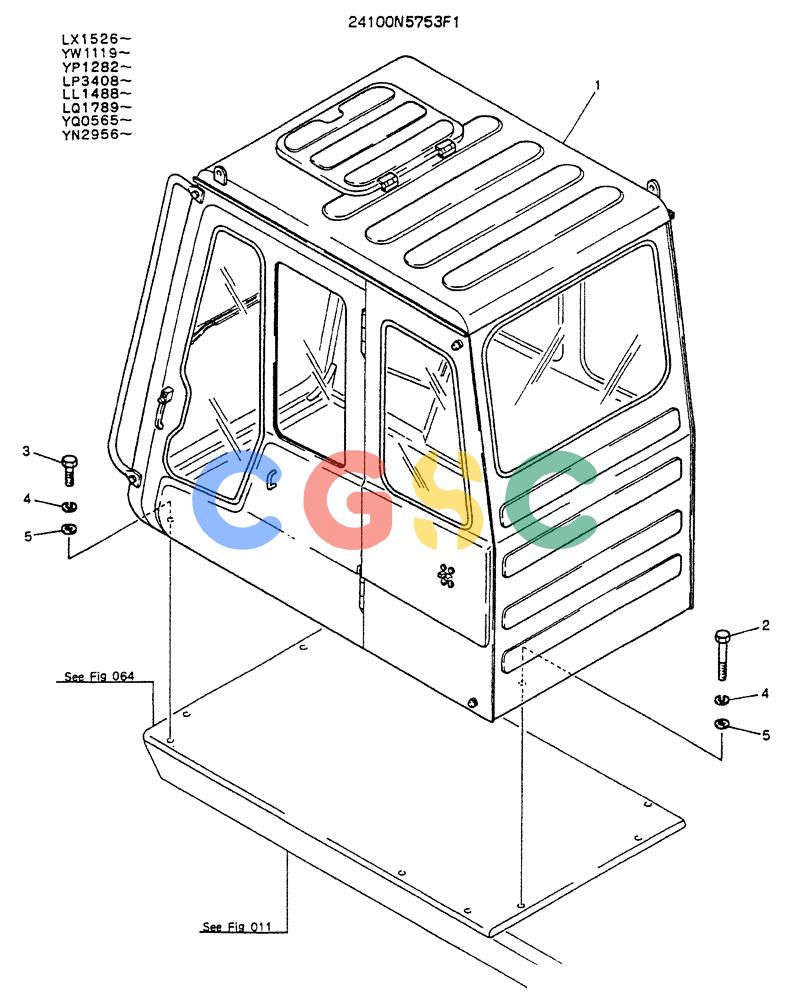 神钢零件查询(K907LC) - MARK II EXCAVATOR ASN YQ0565 (GLOBAL) (1/87-12/03) (02-001 ) - INSTAL, CAB Kobelco