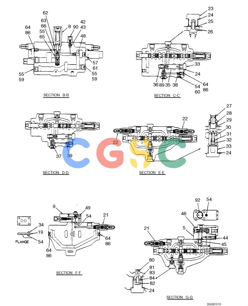 纽荷兰零件查询(E70BSR) - COMPACT CRAWLER EXCAVATOR BTW YT05-15001 - 18000 (NA) (4/08-) (08-01-00[03]) - VALVE ASSEMBLY, CONTROL (MAIN) (YT30V00039F1), PAGE 3 OF 4 New Holland Constructuion